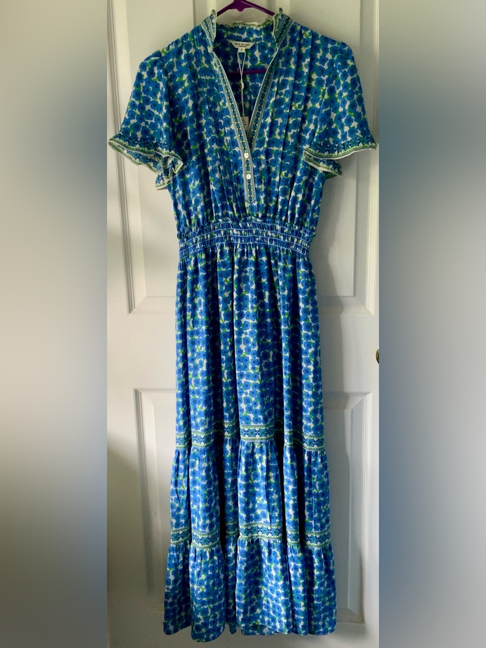 Max Studio Blue and Green Floral Maxi Dress - Picture 2 of 5